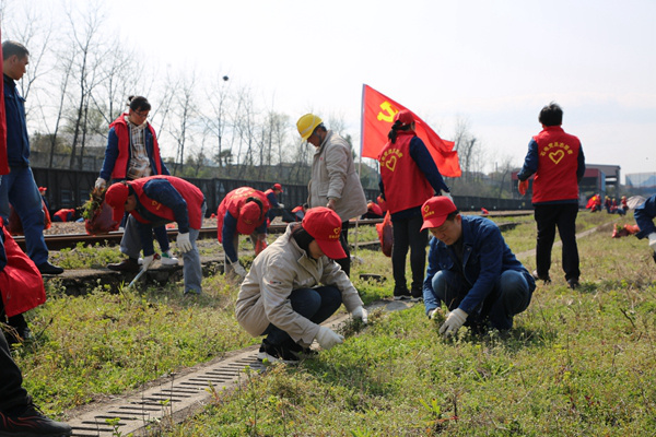 大唐石門發(fā)電公司開展“拔草護(hù)安全，黨員我先行”志愿服務(wù)活動(dòng)