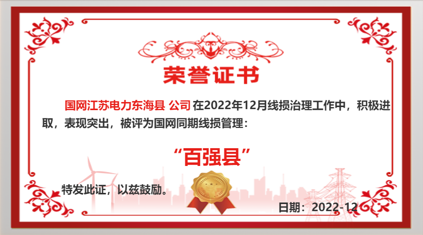 國網(wǎng)東?？h供電公司同期線損工作再獲佳績