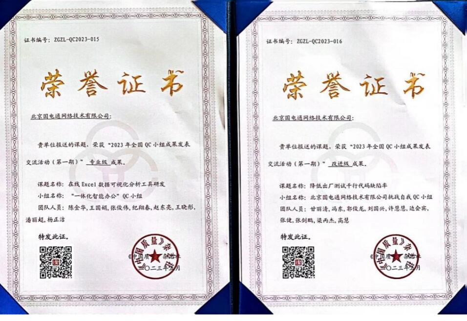 國網(wǎng)信通產(chǎn)業(yè)集團(tuán)國電通兩項QC成果分獲2023年全國QC小組成果二、三等獎