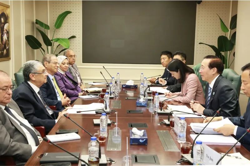 國家電網(wǎng)董事長辛保安與埃及電力部部長沙赫爾、中國駐埃及大使廖力強(qiáng)會談