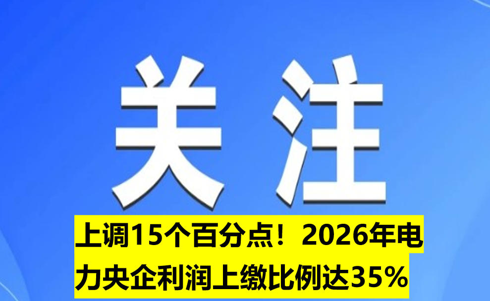 上調(diào)15個百分點！2026年電力央企利潤上繳比例達35%